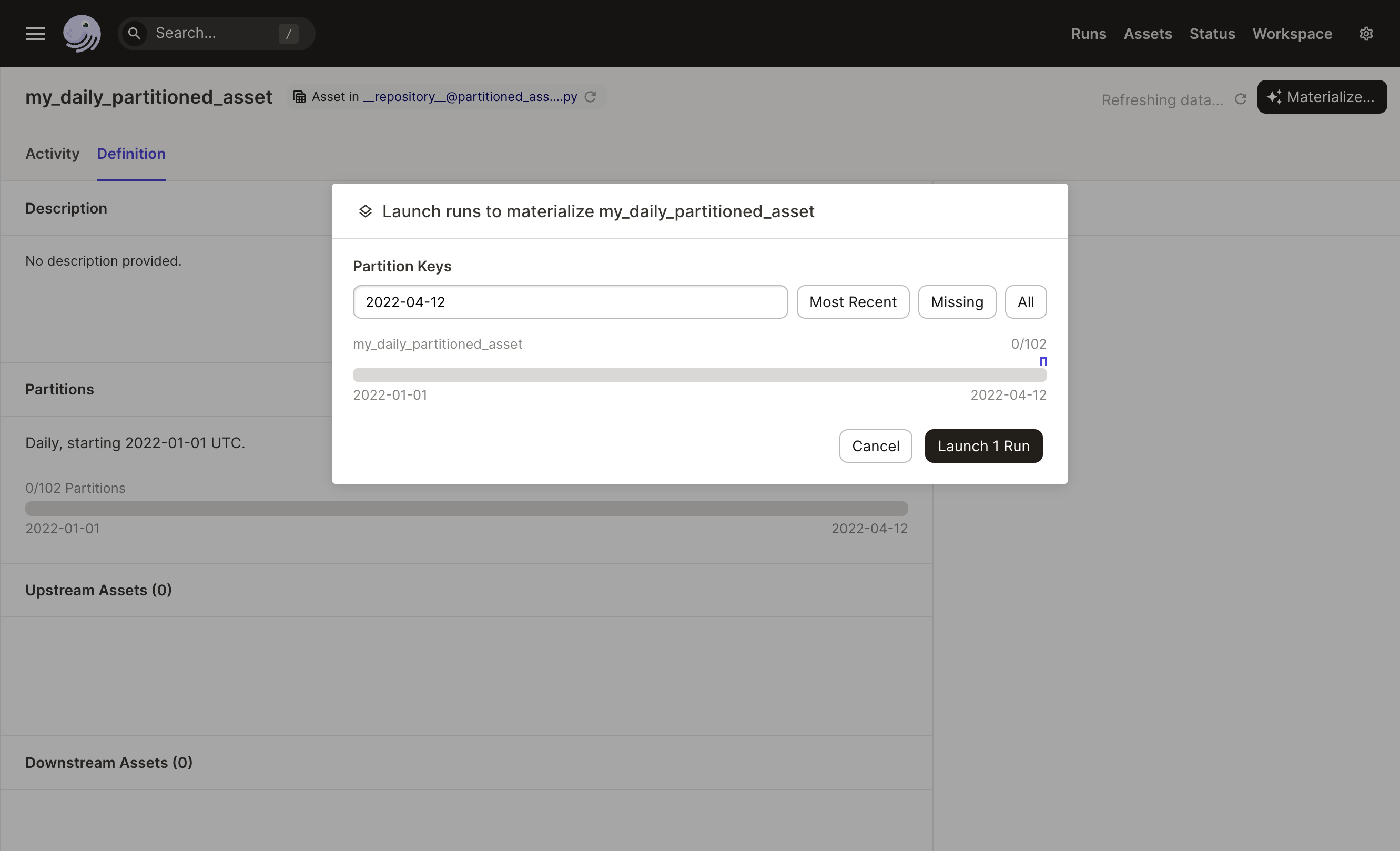 Rematerialize partition