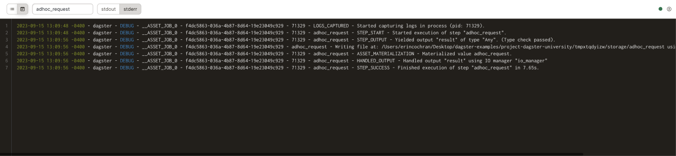 Raw compute logs in the Run details page